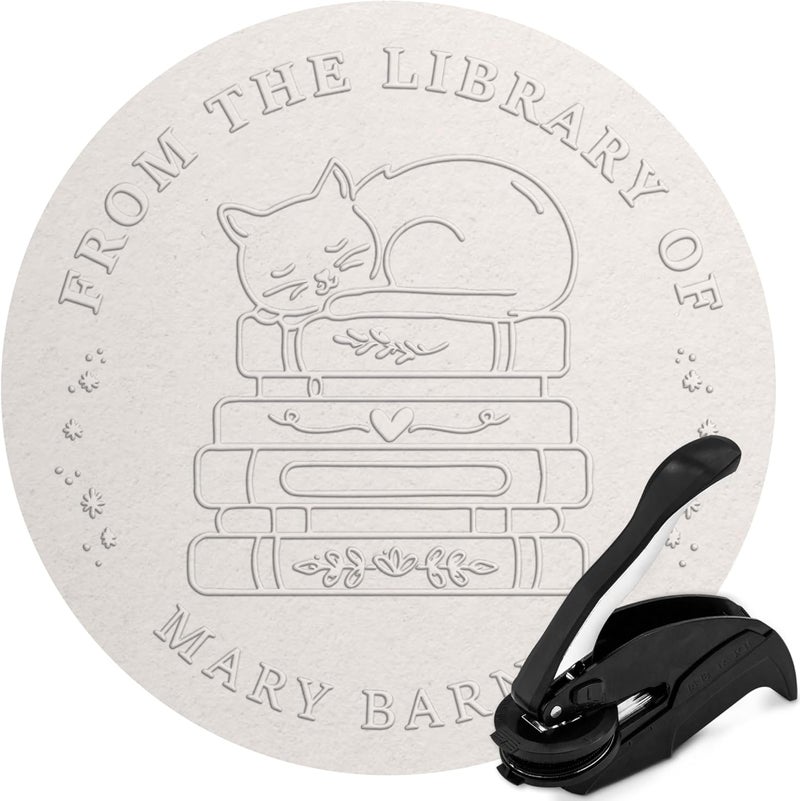 MaxMark Custom Library Embosser - Style 111 - Embosser, Wood Stamp or Self Inking Stamp - Book Embosser Includes 50 Gold Seals - Custom Stamp Seal from The Library of - Image 1